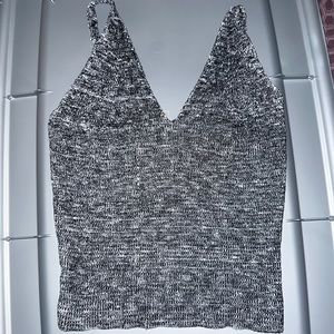 A gray crop top